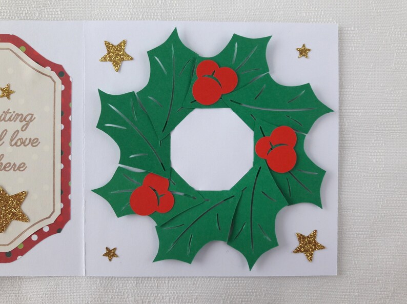 Christmas Card Holly Wreath & Envelope SVG PDF Studio3 Plotter Cut File
