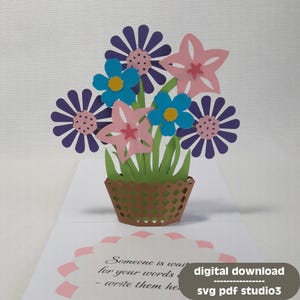 Pop Up Karte Blumen Korb SVG PDF STUDIO3 | Plotterschnittdatei | Pat. 032