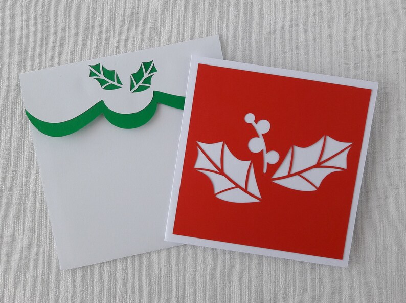 Christmas Card Holly Wreath & Envelope SVG PDF Studio3 Plotter Cut File