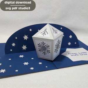 Cartão pop-up de Natal Lanterna de inverno SVG PDF STUDIO3 | Arquivo de corte de plotter | pat. 043