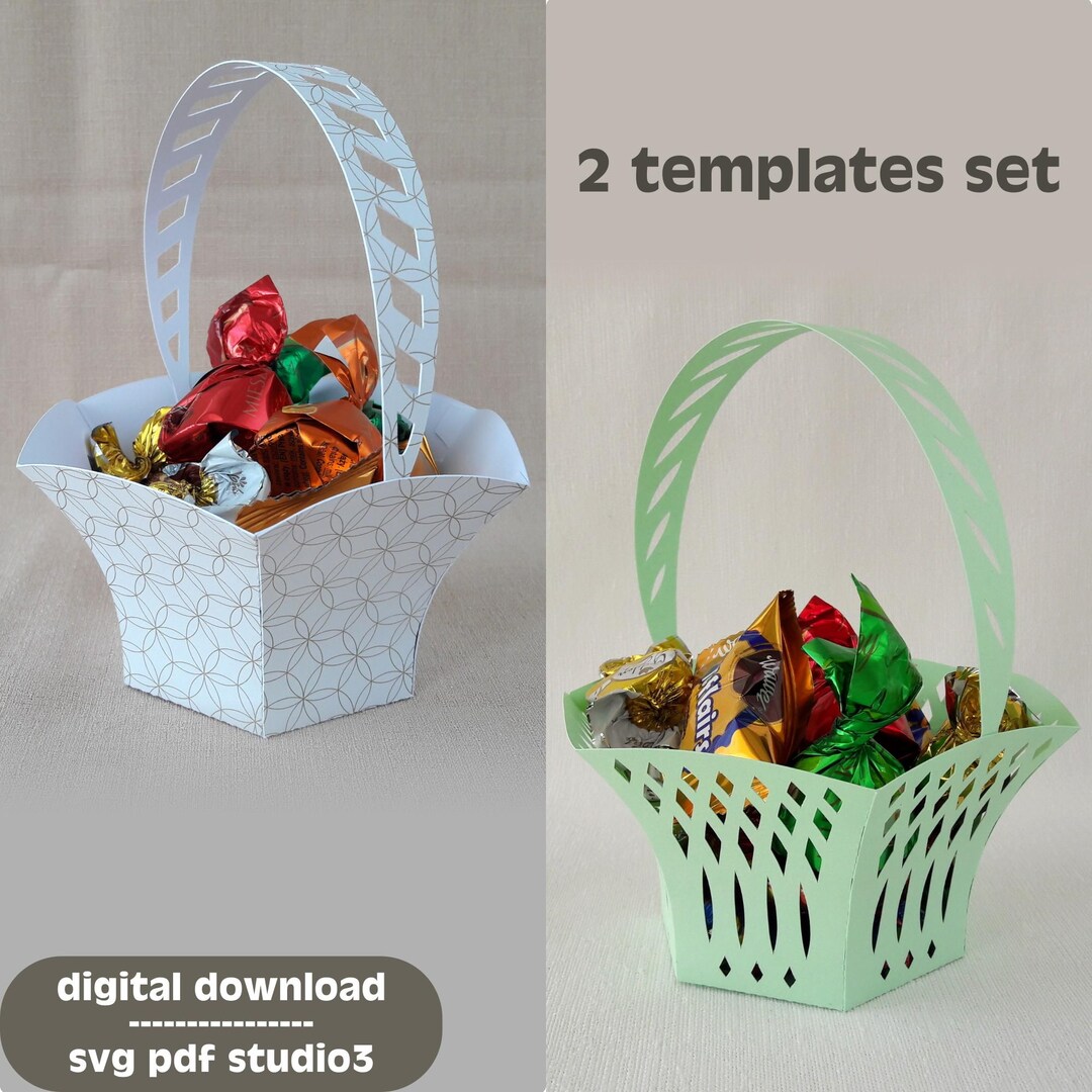 Easter Paper Basket SVG Template Plotter Cut File | Pat. 012 + 013 - Etsy