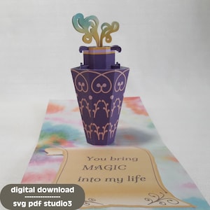 Valentine Pop up Card Magic Love Potion SVG PDF STUDIO3 | Plotter Cut File | pat. 046