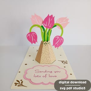 Pop-up kaartsjabloon SVG bloemen plotter gesneden bestand | klop. 030