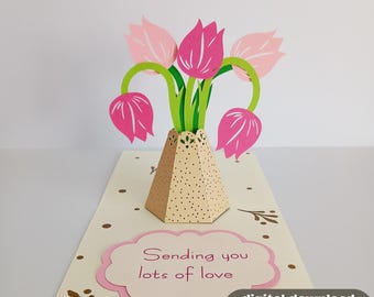 Pop Up Kartenvorlage SVG Blumen Plotterschnittdatei | Pat. 030