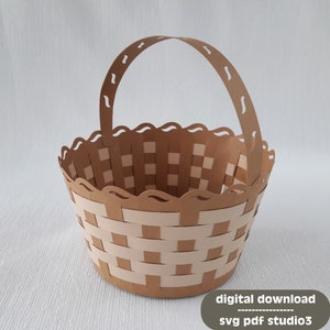 Panier de Pâques en papier tissé SVG PDF STUDIO3 | Fichier de découpe pour traceur | tapotement 007