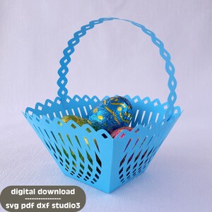 Panier de Pâques en papier carré en dentelle SVG PDF STUDIO3 | Fichier de découpe pour traceur | tapotement 011