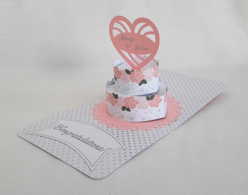 Pop up Card Template SVG Congratulations Wedding Cake Plotter Cut File ...
