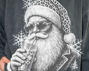 Halftone Santa Claus PNG, Retro Christmas Shirt Design (Digital Download)