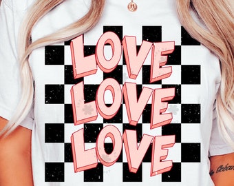 Valentines Day Png, Love Png, Retro Valentines Png, Checkered Valentine Sublimation, Cute Valentines Png