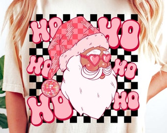 Retro Disco Santa PNG, Pink Christmas Sublimation (Digital Download)