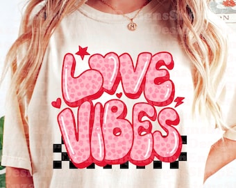 Valentines Png, Love Vibes Png, Kids Valentines Png, Checkered Valentine Sublimation, Valentines Retro Png, Groovy Valentines Png