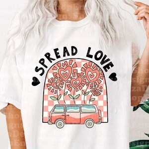 Diffondi amore Png, San Valentino Png, Hippie Van Png, Van Life Png, Png di San Valentino retrò, Sublimazione carina di San Valentino, Png di San Valentino