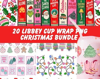 20 Christmas Libbey Cup Wrap PNG Bundle, Coquette Holiday Designs (Digital Download)