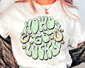 Howdy Go Lucky Png, Cowboy St Patricks Day Png, Western St Patricks Design Png, Leopard St Patricks Png, St Patricks Sublimation Designs