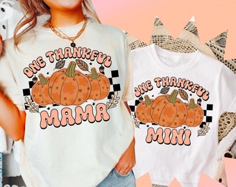 Thankful Mama Mini Thanksgiving PNG, Fall Shirt Design (Digital Download)