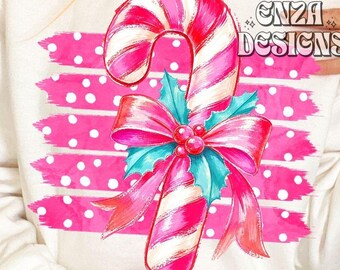 Candy Cane PNG, Colorful Preppy Holiday Shirt Design (Digital Download)