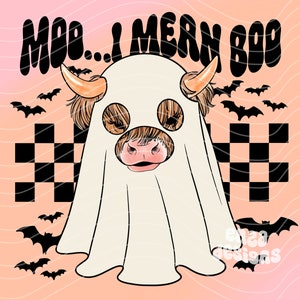 Funny Halloween Cow PNG, Western Fall Design (Digital Download)