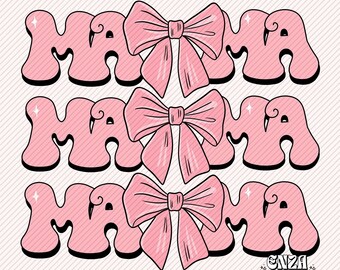 Coquette Mama Png Descarga digital Mama Png Diseño de sublimación, Pink Bow Soft Girl Estética Png, Retro Mama Png Designs, Mama Shirt Designs