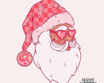 Pink Santa Png, Disco Santa Png, Pink Christmas Png, Santa Claus Png, Christmas Png, Retro Christmas Png, Christmas Sublimation Designs