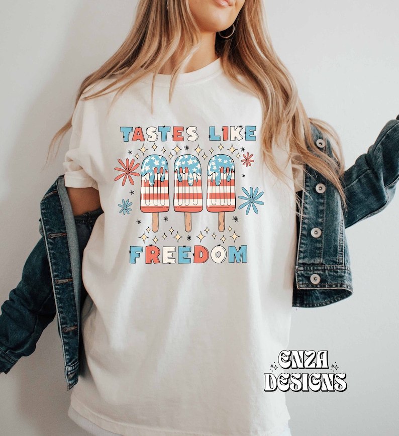 Tastes Like Freedom Popsicle Png 4th of July Png Sublimation Designs Digital Download,Retro Usa Fourth Of July Png, Summer Trendy Dtf Design