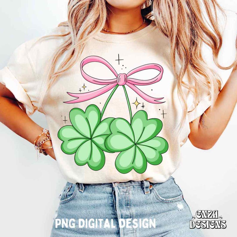 Coquette Shamrock Png, St Patrick Png, Girly St Patrick Png, St Patricks Sublimation, Clover Png, Coquette Irish Png, Retro St Patricks