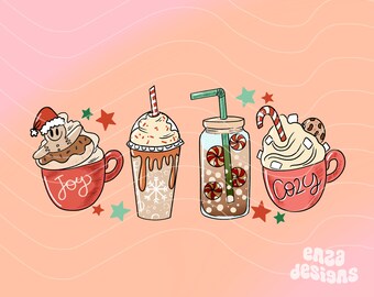 Christmas Coffee PNG, Latte Sublimation Designs (Digital Download)