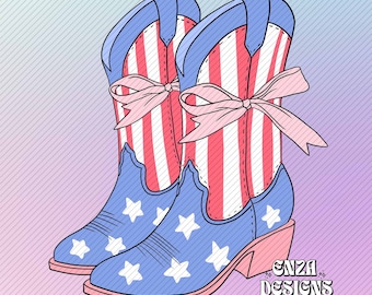 Coquette Cowgirl Boots 4 de julho Png Sublimation Designs Digital Download, American Cowgirl Png, Country Western Png, Western 4 de julho