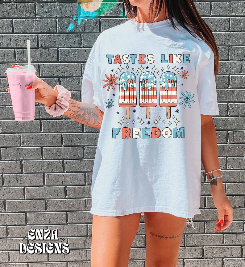 Tastes Like Freedom Popsicle Png 4th of July Png Sublimation Designs Digital Download,Retro Usa Fourth Of July Png, Summer Trendy Dtf Design