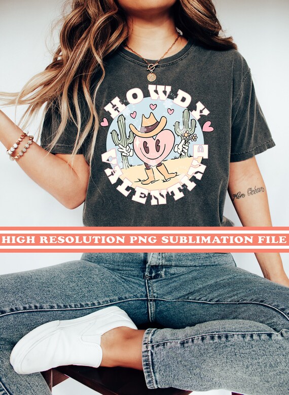 Howdy Valentine Png, Western Valentines Png, Cowboy Valentines Png, Valentines Day Png, Retro Valentines Png, Valentines Png for Dark Shirts