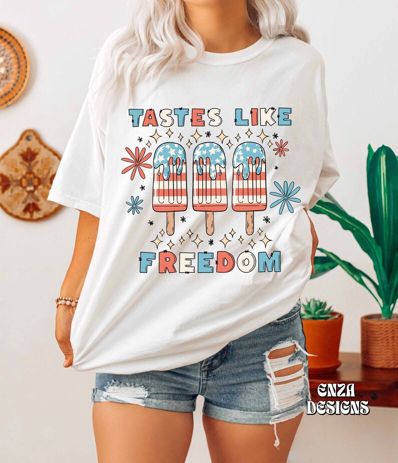 Tastes Like Freedom Popsicle Png 4th of July Png Sublimation Designs Digital Download,Retro Usa Fourth Of July Png, Summer Trendy Dtf Design