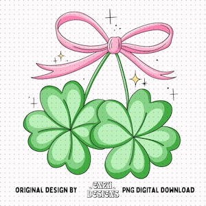 Coquette Shamrock Png, St Patrick Png, Girly St Patrick Png, St Patricks Sublimation, Clover Png, Coquette Irish Png, Retro St Patricks