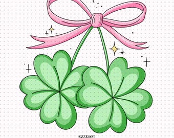 Coquette Shamrock Png, St Patrick Png, Girly St Patrick Png, St Patricks Sublimation, Clover Png, Coquette Irish Png, Retro St Patricks