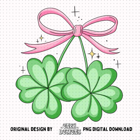 Coquette Shamrock Png, St Patrick Png, Girly St Patrick Png, St Patricks Sublimation, Clover Png, Coquette Irish Png, Retro St Patricks