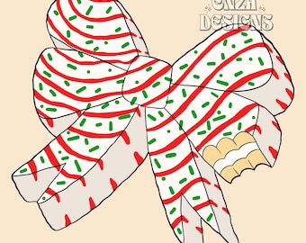 Christmas Bow Cake PNG, Retro Sublimation (Digital Download)