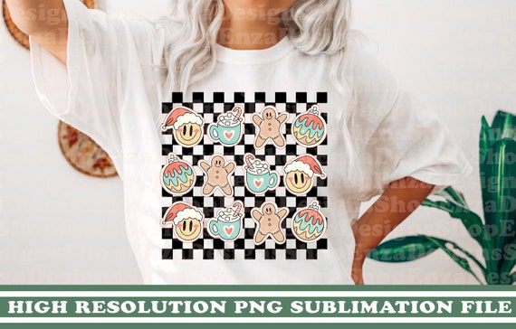 Christmas Png, Gingerbread Cookies Png, Retro Christmas Png, Checkered Png, Kids Christmas Shirt Design, Christmas Sublimation, Holidays Png