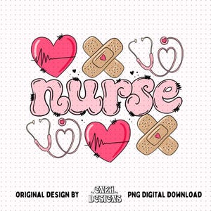 Valentines Nurse Png Sublimation Design Digital Download, Nurse Appreciation Design Png For Shirts, Cute Nurse Design Png, RN Nurse Png
