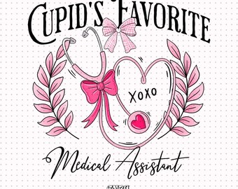L'assistante médicale préférée de Cupidon png, Sublimation de l'assistante médicale, stéthoscope png, Coquette infirmière png, Xoxo Valentine infirmière png