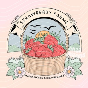 Strawberry Farms Png, Trendy Spring Png, Strawberry Season Png, Strawberry Shirt Designs, Summer Png Designs, Vintage Strawberry Png