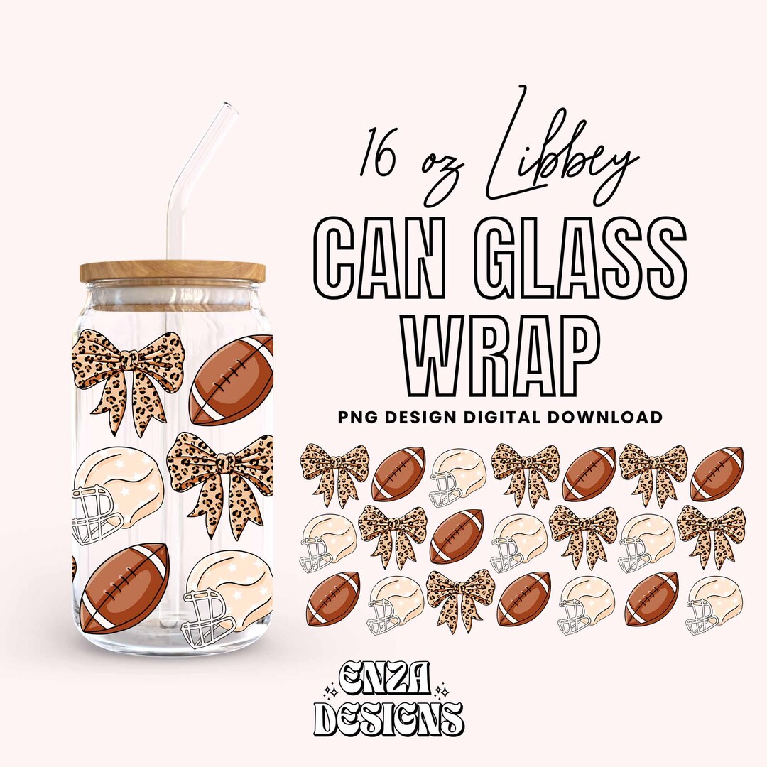 Coquette Football 16 Oz Libbey Can Glass Wrap Png Digital Download ...