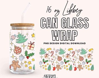 Libbey-blikje kerst 16 oz glasfolie digitaal ontwerp downloaden, Libbey-blikje kerstcadeau png uv-dtf-ontwerpen, Libbey-beker kerstboom png