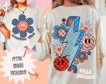 Retro 4th of July png, 4th of July Sublimation Designs, Fourth of July Png, American Vibes Shirt design, Checkered Smiley Png