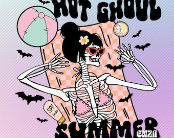 Hot Ghoul Summer Png, Trendy Summer Png Designs, Retro Halloween Png, Summer Sublimation Designs, Halloween Png Files, Funny Skeleton Png