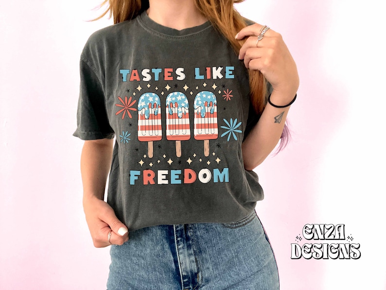 Tastes Like Freedom Popsicle Png 4th of July Png Sublimation Designs Digital Download,Retro Usa Fourth Of July Png, Summer Trendy Dtf Design
