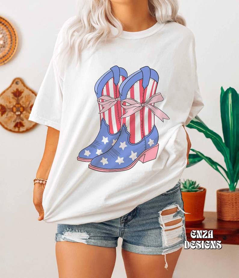Coquette Cowgirl Boots 4th of July Png Sublimation Designs Digital ...