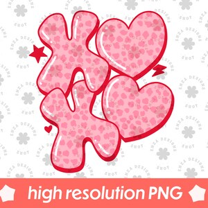 Alla hjärtans dag-png, XOXO-png, Leopard-alla hjärtans dag-png, Alla hjärtans dag-sublimering, Alla hjärtans dag retro-png, Groovy Alla hjärtans dag-png bild 2