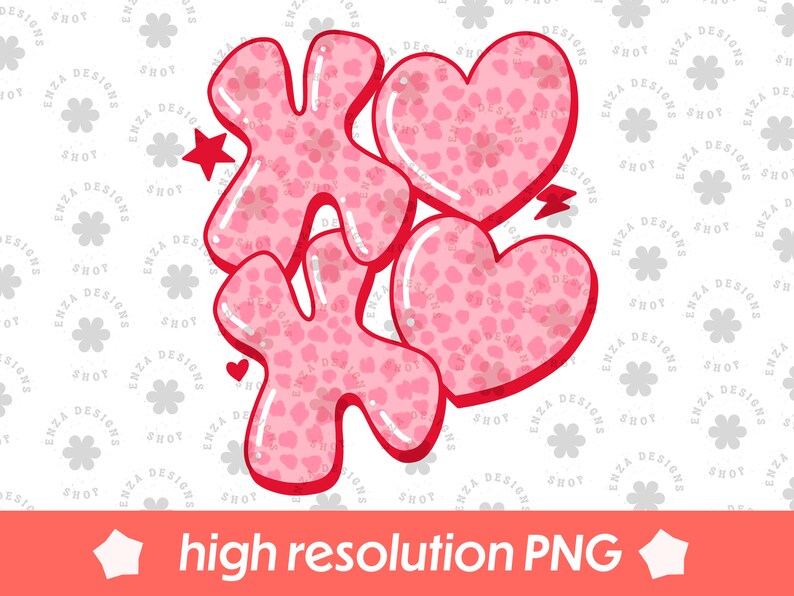 Alla hjärtans dag-png, XOXO-png, Leopard-alla hjärtans dag-png, Alla hjärtans dag-sublimering, Alla hjärtans dag retro-png, Groovy Alla hjärtans dag-png bild 2
