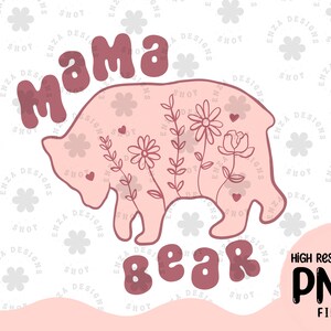 ママベアPng、ママシャツPng、フローラルママPng、母の日Png、ボヘミアンママPng、ママ昇華デザイン、レトロママPng