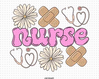 Nurse Summer Floral Design PNG, Sublimation Shirt Print (Digital Download)