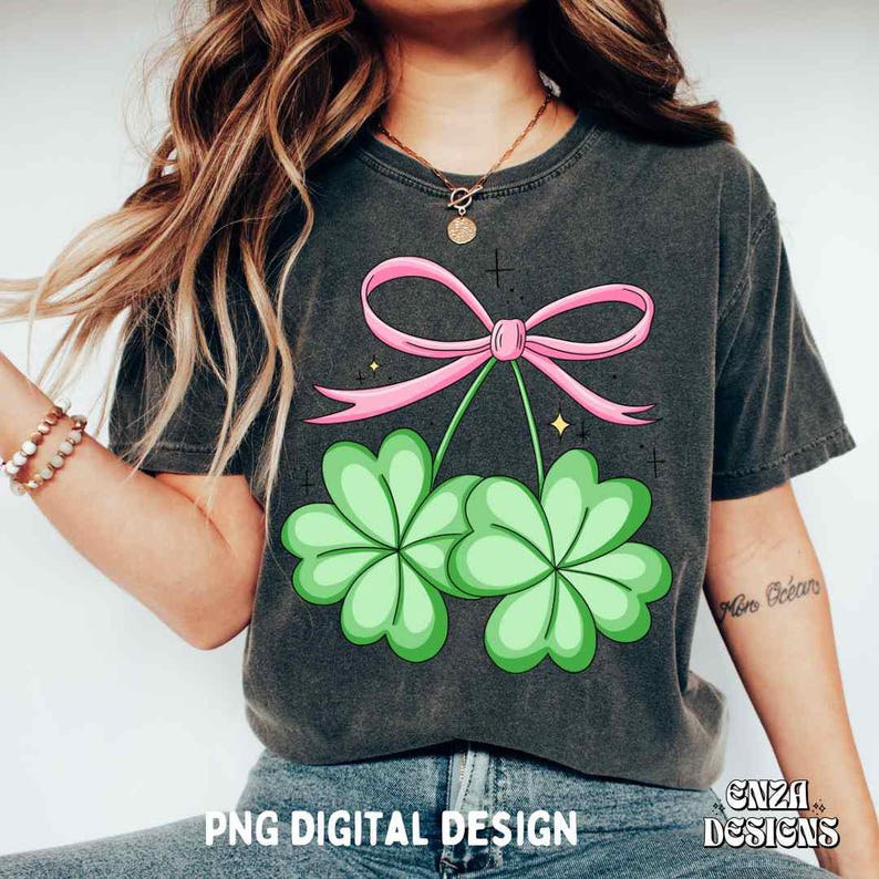 Coquette Shamrock Png, St Patrick Png, Girly St Patrick Png, St Patricks Sublimation, Clover Png, Coquette Irish Png, Retro St Patricks