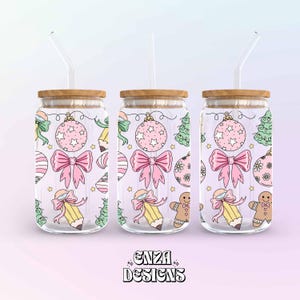 Christmas Teacher 16 oz Libbey Can Glass Wrap Png Digital Download, Holiday Libbey Can Wrap Png Uv Dtf designs, Pencil Bows Libbey Cup Png